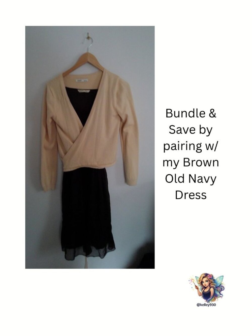 Old Navy Tan Tie Front Cardigan Medium Lightweight Open Front Long Sleeve 🤍 - Picture 3 of 3